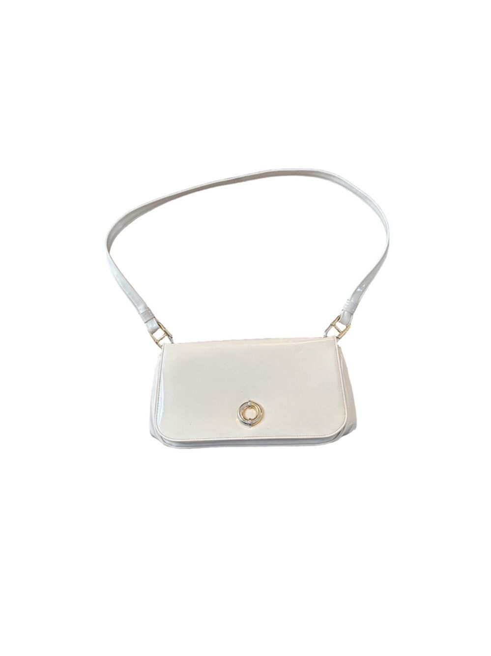 Women's Vintage Lewis Off-White Patent Leather Shoulder Bag One Size